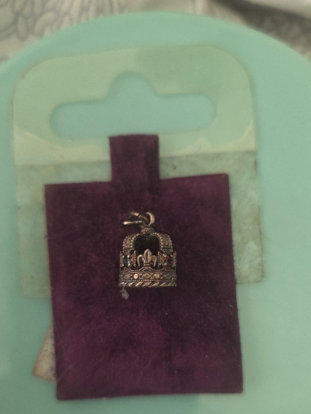 Crown Charm Pendant In Sterling Silver.